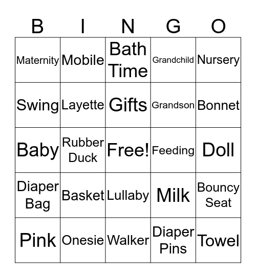 Baby Lingo-Bingo Card