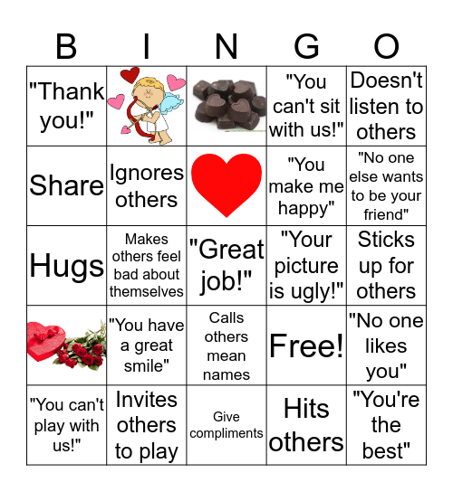 Friendship Bingo Card