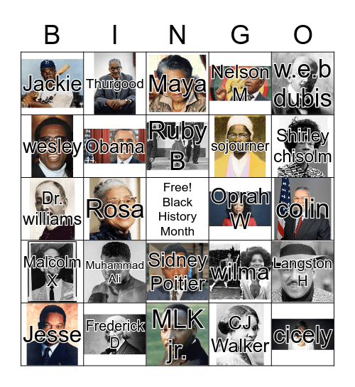 African American BINGO Card