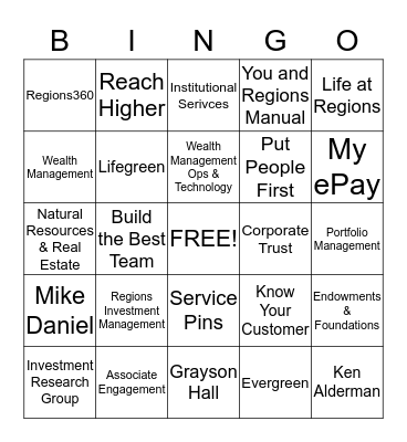 Round 1 Bingo Card