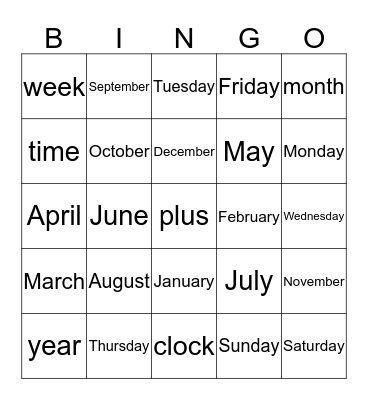 ESL Bingo Card