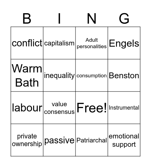 BINGO Family - Keywords Bingo Card