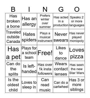 Bingo! Bingo Card