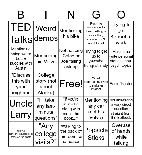 Marran Bingo Card