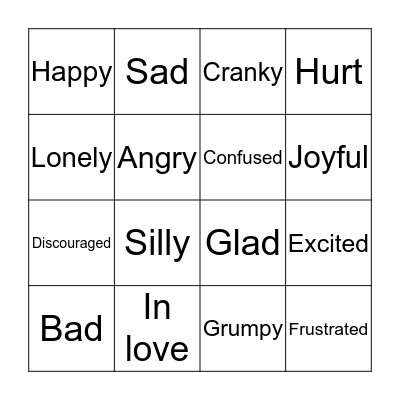 Today I feel... Bingo Card