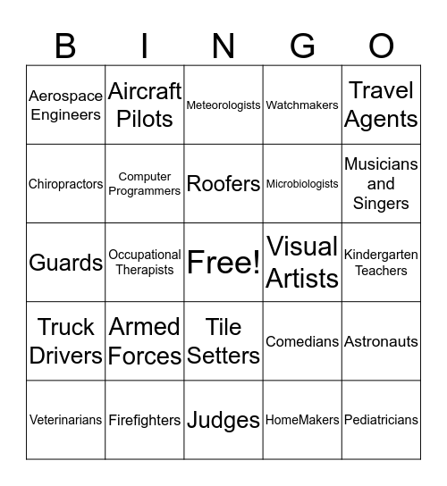 Career Bingo Card