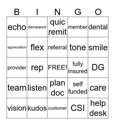 Customer Service Week!!!! Bingo Card