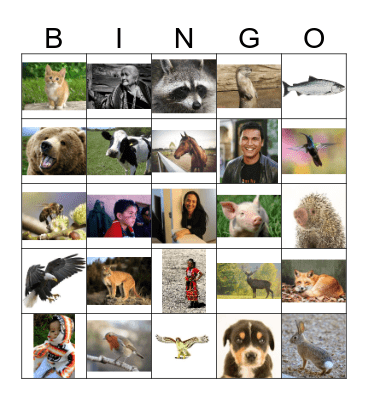 ANIMALS & PEOPLE Bingo Card