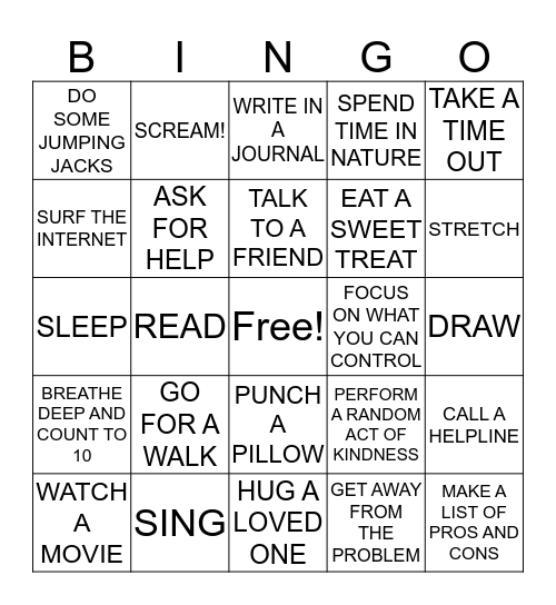 COPING SKILLS :) Bingo Card