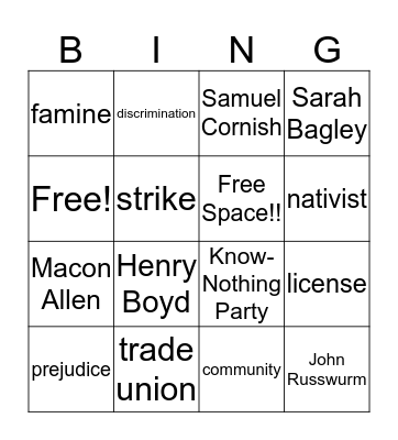 Ch 13 Section 3 Bingo Card
