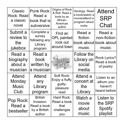 Libraries Rock! Summer Reading Bingo Card