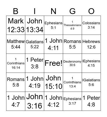 God's Love Bingo Card