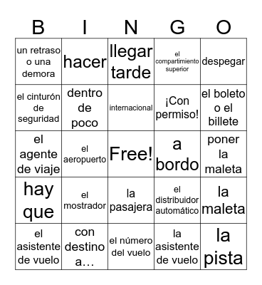 EN AVIÓN Bingo Card