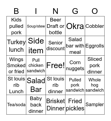 Sonnys Bingo Card