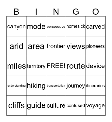 Sidewalks Bingo Cards Bingo Card