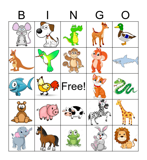 Animals  Bingo Card