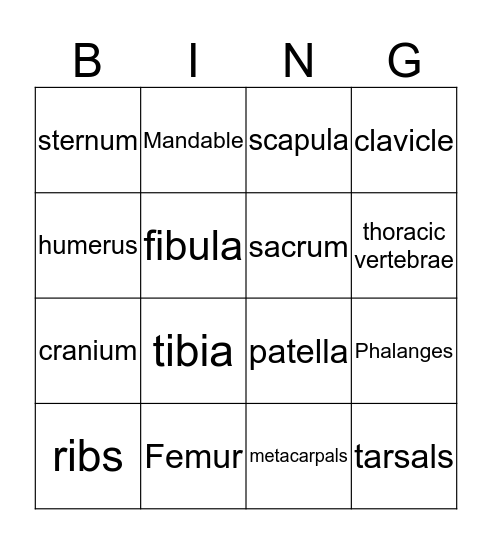 Bone Bingo Card