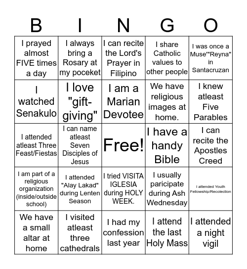 Katoliko Ako Bingo Card