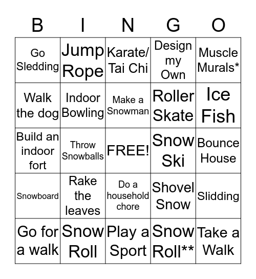 Fall/Winter Jr. Bingo Card