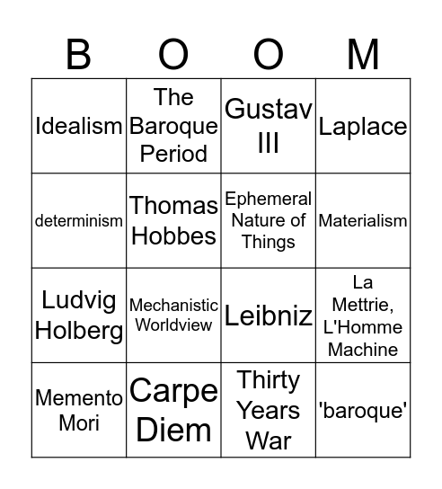 The Baroque Bingo Card