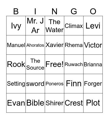The Prince Warriors and The Swords of Rhema Bingo Card
