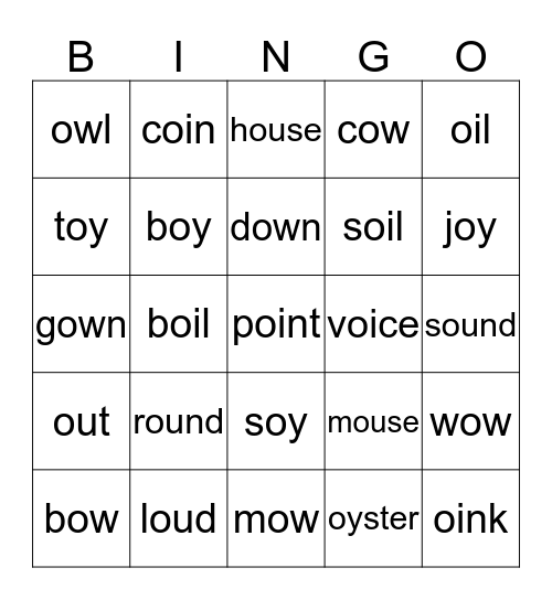 Phonics Bingo  Bingo Card