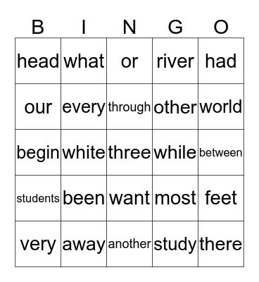 Sight Words to Practice Bingo Card