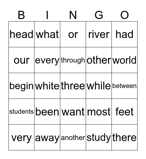 Sight Words to Practice Bingo Card