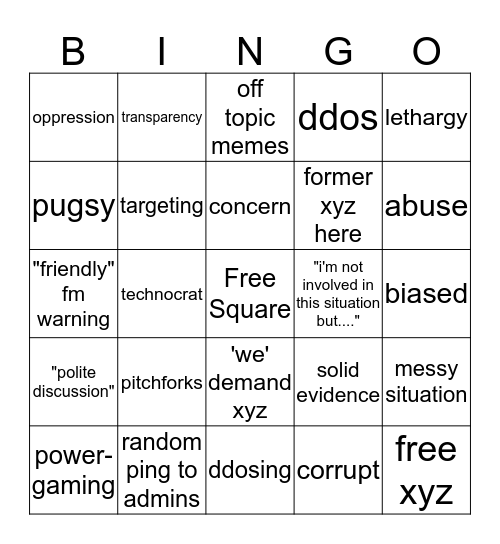 LoTC Bingo Card Bingo Card