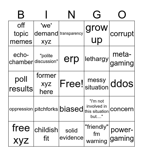 LoTC Bingo Card Bingo Card