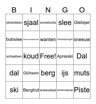 Wintersport Bingo Card