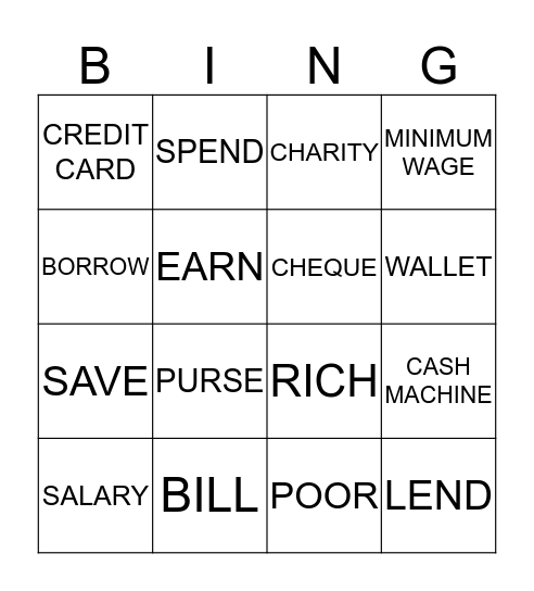 MONEY MAD Bingo Card