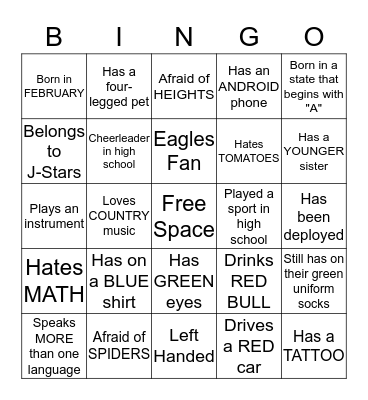 Refuge Bingo Card