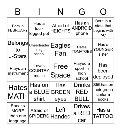 Refuge Bingo Card