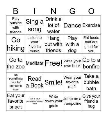 Self Care Bingo! Bingo Card