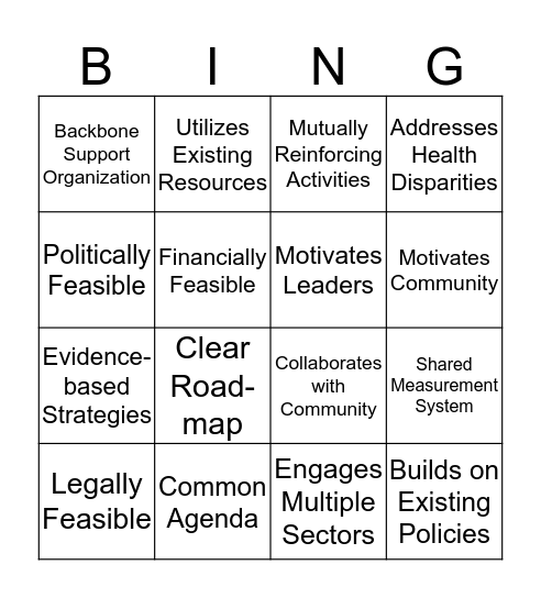 PSE BINGO Card