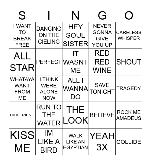 157 NUMBER ONE HITS #2 Bingo Card