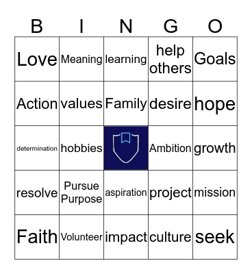 Pursue Purpose Bingo Card