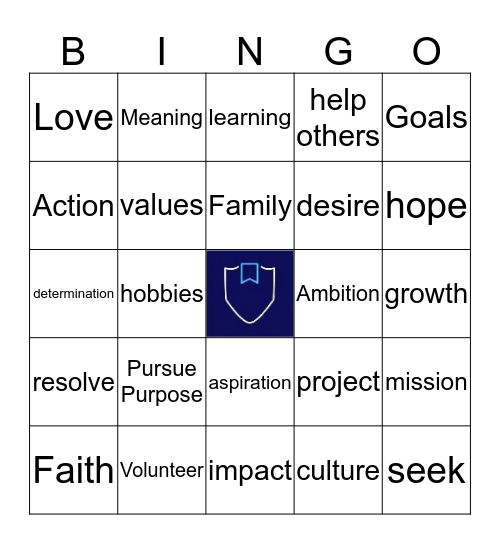 Pursue Purpose Bingo Card