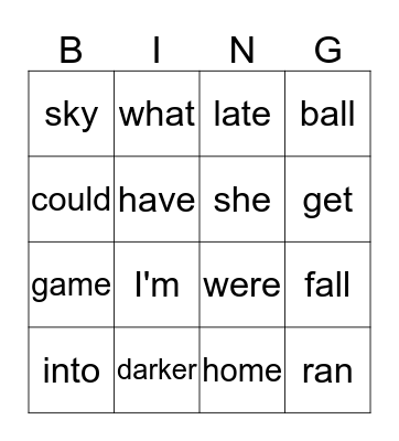 RW2 Unit 3 Bingo Card
