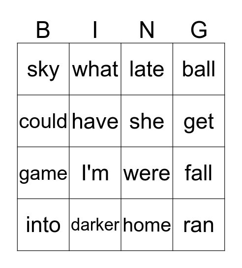 RW2 Unit 3 Bingo Card