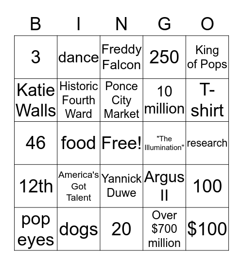 Vision Walk Bingo Card