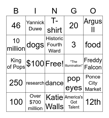 Vision Walk Bingo Card