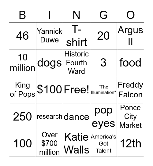 Vision Walk Bingo Card