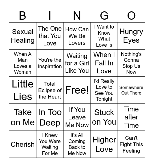 DJShannonNC Presents: Power of Love Bingo Card
