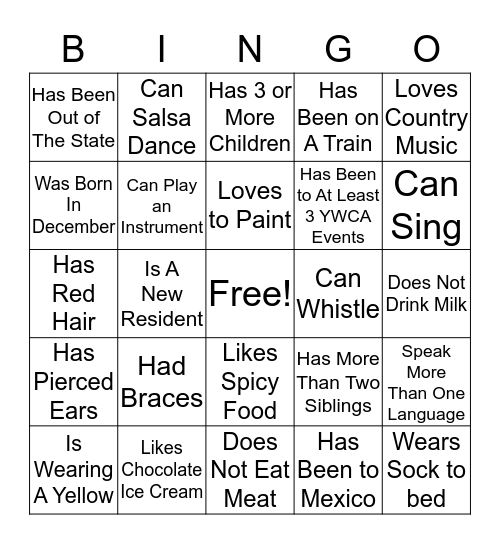 HUMAN Bingo Card