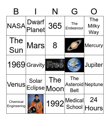SPACE BINGO Card