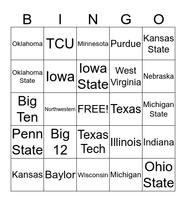 Football Bingo Card