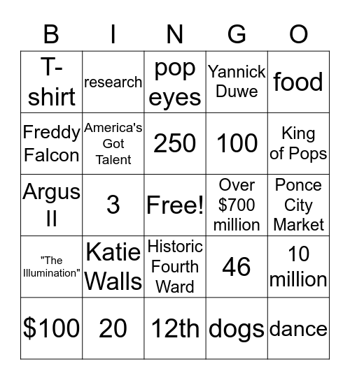 Vision Walk Bingo Card