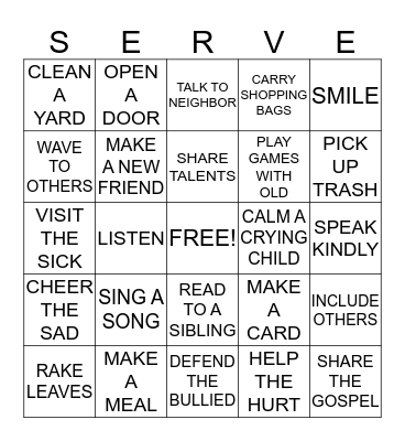 SERVING OTHERS Bingo Card